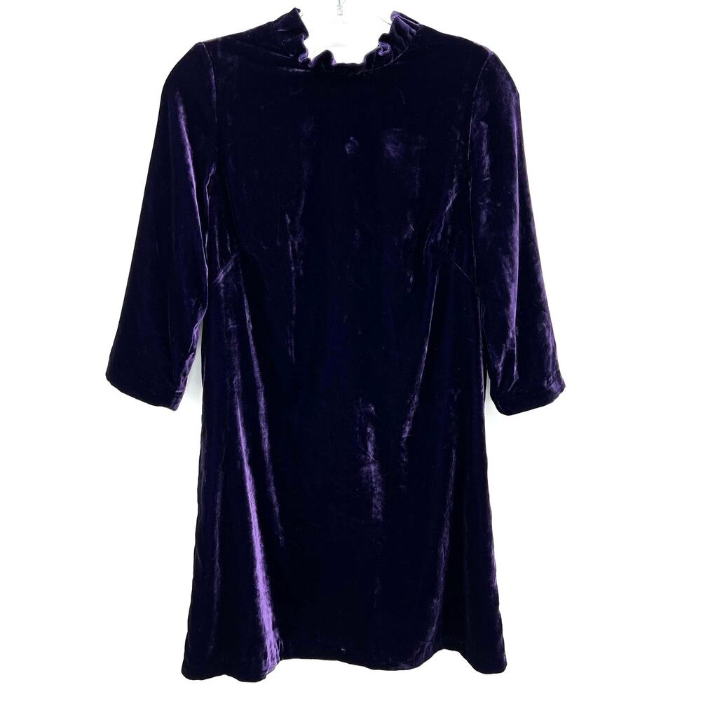 Talbots Petite women’s velour ruffle collar short sleeve dress